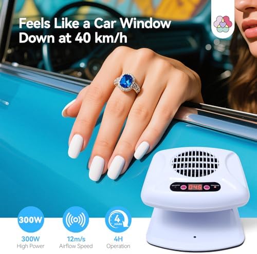 SAVILAND 5X Faster Dry Nail Dryer: 300W Strong-Air Nail Dryer for Regular Polish Smart Sensor Nail Polish Dryer Warm & Cool Wind Dual Air Dual Modes Battery-Free Nail Fan Home Salon Use - Image 4