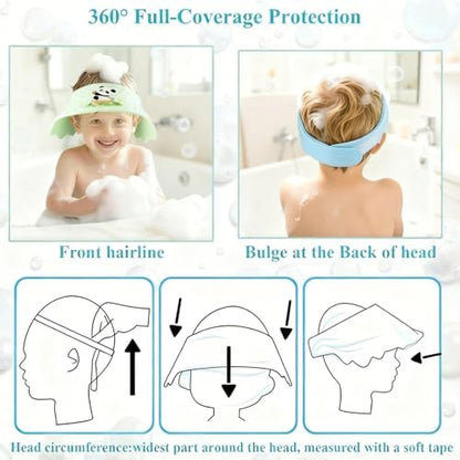 Soft baby hair washing shield with protective ear flaps to prevent water entry