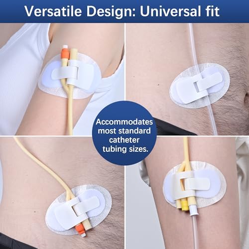Urinary leg bag holder sticker with adjustable hook and loop tab mechanism