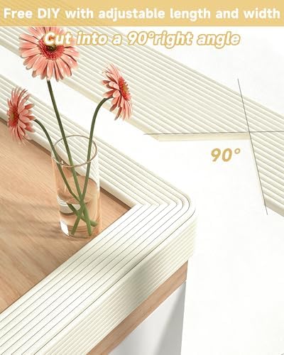 Beige furniture bumper applied to a table corner