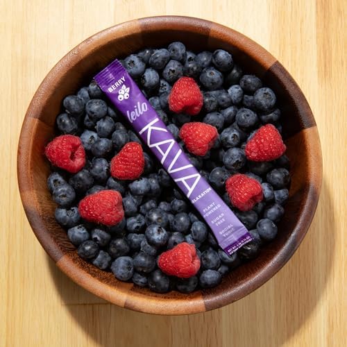 Pouring Leilo berry kava drink mix powder into a glass of cold water for stress relief.