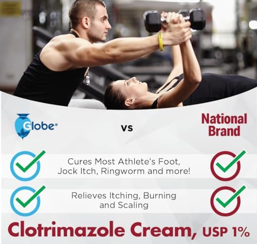 Back label of Globe clotrimazole USP cream detailing drug facts and usage instructions