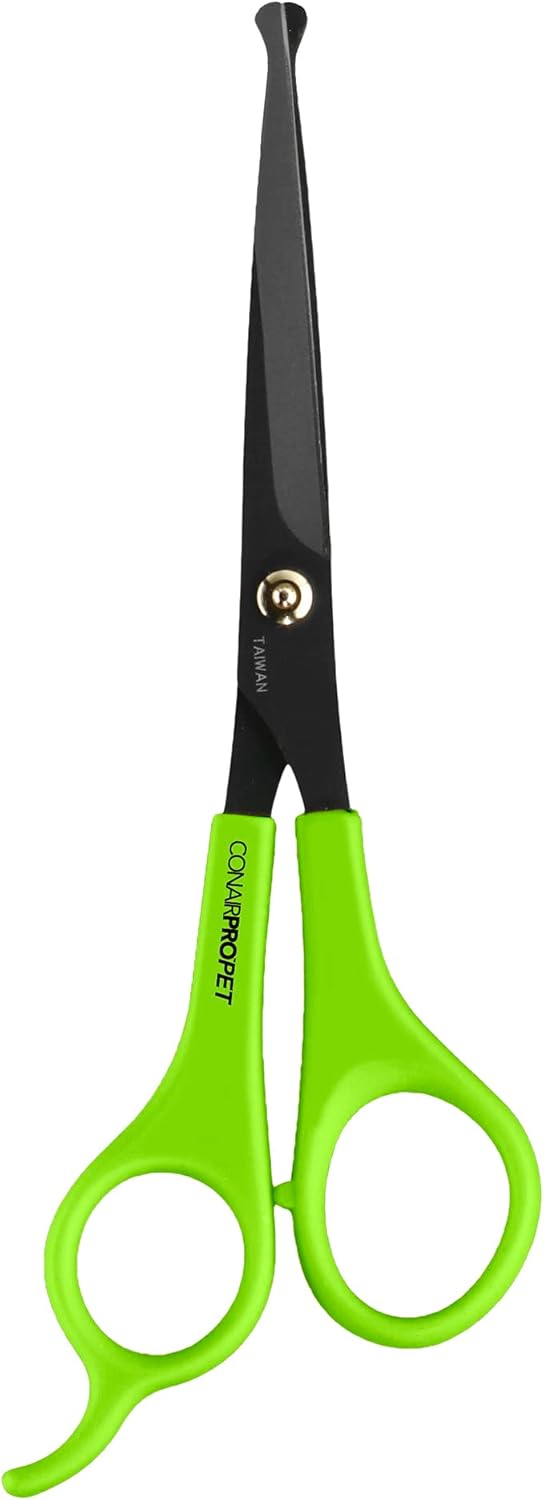 Side profile of Conairpropet grooming scissors showing finger rest