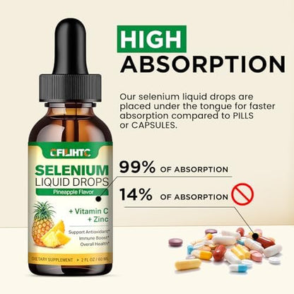 High absorption daily selenium liquid drops lifestyle product showcase.