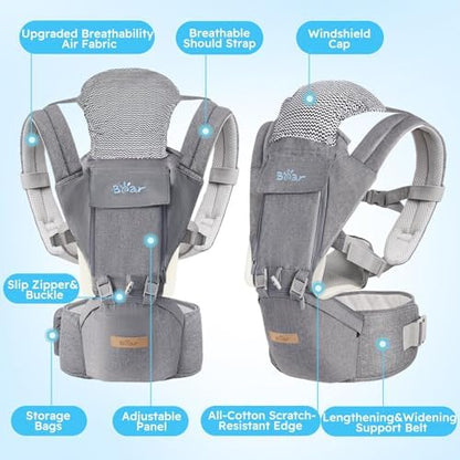 Close-up of adjustable buckles on Bear 6-in-1 carrier