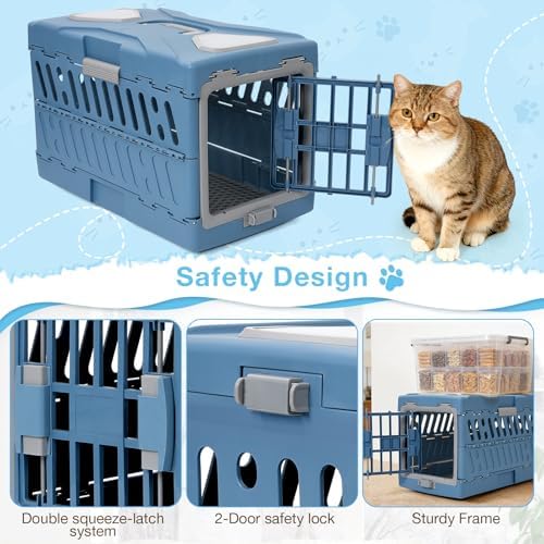 HWAEYEM imported pet travel kennel showing secure handle and locks