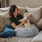 Hoewina Dog & Cat Bed for Indoor Cats, 20in Calming Donut Bed for Puppy and Kitten, Washable Round Fluffy Pet Bed for Small Medium Dogs and Cats (Light Grey) - Image 7