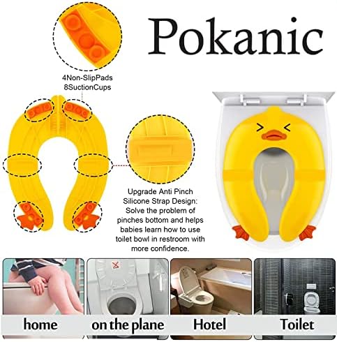 Folded travel potty seat with non slip silicone pads showing compact size
