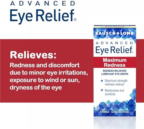 Maximum strength redness reliever lubricant eye drops packaging side view