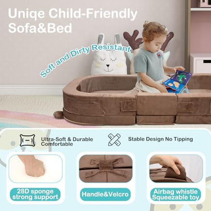 Angelbecke 2-in-1 toddler lounger and little sofa conversion mode