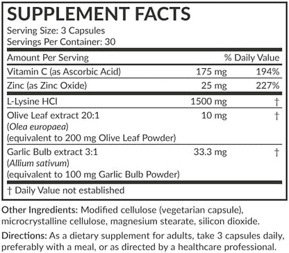 Futurebiotics L-Lysine Defense 90 capsules side profile