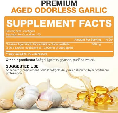 Odorless and stomach gentle matured garlic bulb extract health supplement bottle
