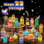 Close up of Jeekalo glow in the dark potion bottles