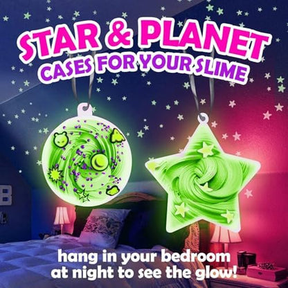 Original Stationery Galaxy Slime Kit detailed view of twenty-five piece science activity components.
