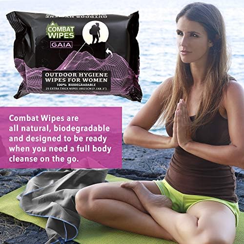 Combat Wipes Gaia packaging showing eco friendly and skin safe features