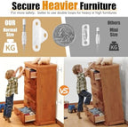 CICICO metal safety straps securing a tall living room cabinet from tipping over