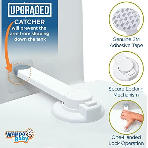 One-handed operation view of Wappa Baby child safety toilet lock
