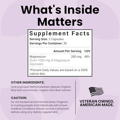 Supplement facts panel of Luma Nutrition Magnesium Glycinate highlighting one thousand milligrams serving size