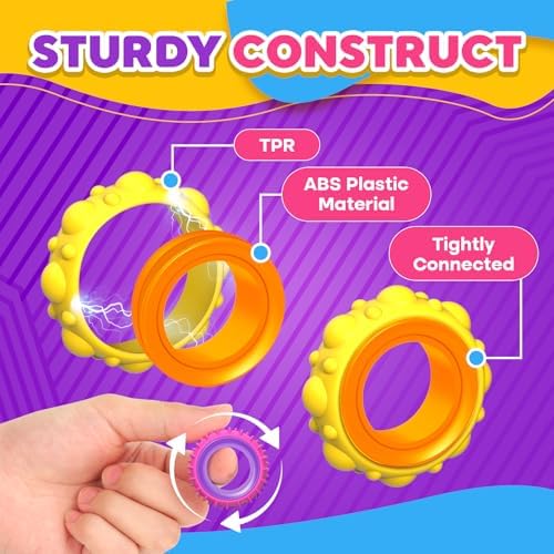 Child using colorful sensory rings for stress relief