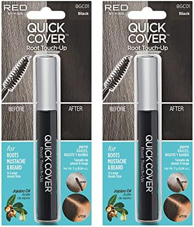RED by KISS Quick Cover Root Touch Up Rescue (Black 2 Pack), Mascara Natural Water-Resistant Temporary Gray Concealer Cover Up Brush for Hair Mustache & Beard, Formulated with Jojoba Oil - Image 2
