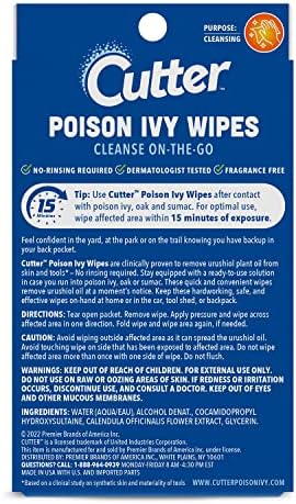 Cutter on the go poison ivy cleansing sheets for outdoor first aid protection