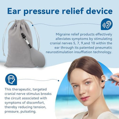 Side profile of the matte grey tinnitus relief device highlighting the ergonomic travel-friendly build.