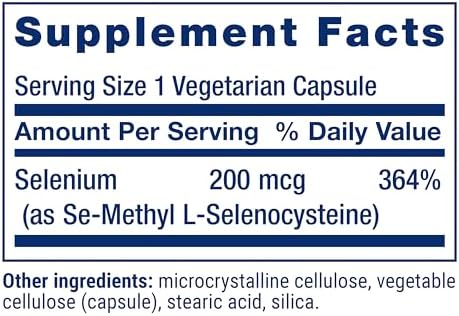 Organic plant-derived selenium antioxidant capsules by Life Extension for cellular health.
