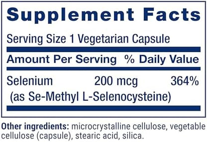 Organic plant-derived selenium antioxidant capsules by Life Extension for cellular health.