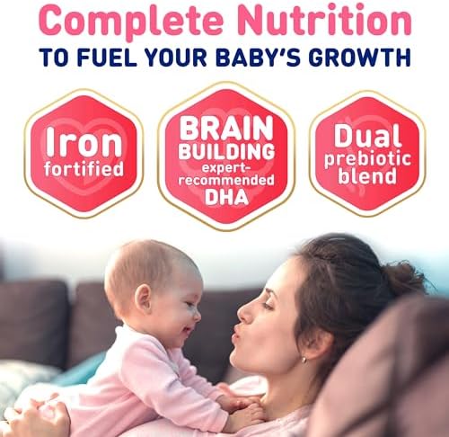 Close up of authentic Enfamil AR pre mixed formula bottle highlighting Omega 3 DHA and Iron content