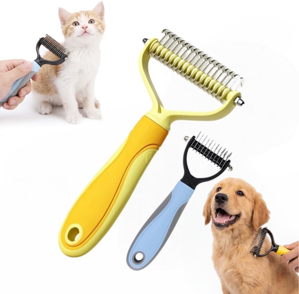 2 Pack Dual Sided Pet Grooming Comb for Dogs Cats, 2026 New Pet Pro Grooming Tool, Multifunctional V Tooth Deshedding Comb, Pets Detangling Comb for Pet Owners (Blue) - Image 9
