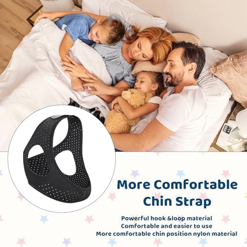 Two-pack set of black anti-snoring chin straps for men and women imported from the USA.