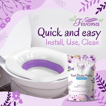 Fivona feminine wellness kit showing herbal steam setup for home spa