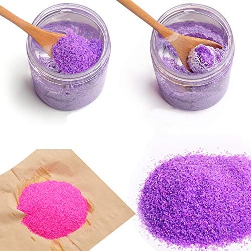 Educational magic sand experiments demonstrating water molecule properties in a glass beaker.