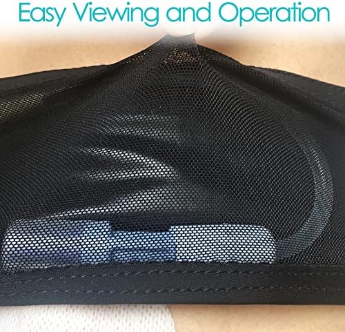 Close up of the medical catheter holder belt showing the transparent mesh window designed for quick visual transfer set adjustments