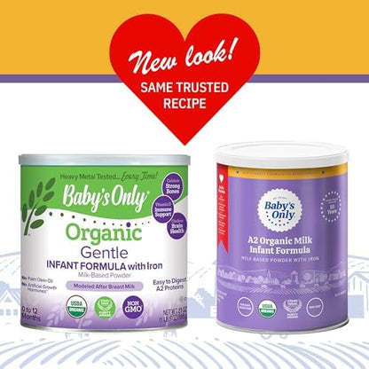 Baby's Only Organic A2 milk based powder nutritional information label