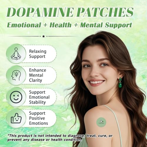 Plant-based dopamine patches showing transdermal application on the arm.