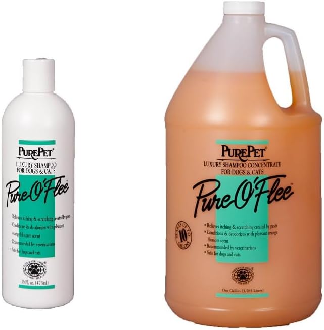 PurePet professional pet grooming shampoo concentrate ten to one dilution ratio label details