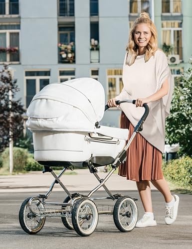 Beige nursing cover for breastfeeding showing 360 degree coverage