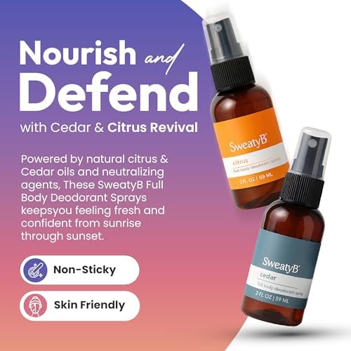 SweatyB aluminum free vegan deodorant spray for sensitive skin.