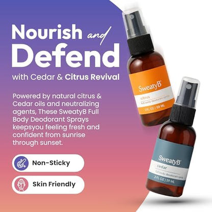 SweatyB aluminum free vegan deodorant spray for sensitive skin.
