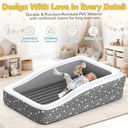 Deeteck portable blow up toddler bed with high speed electric pump and nozzles included