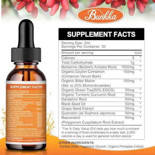 Bunkka Berberine liquid supplement packaging side view