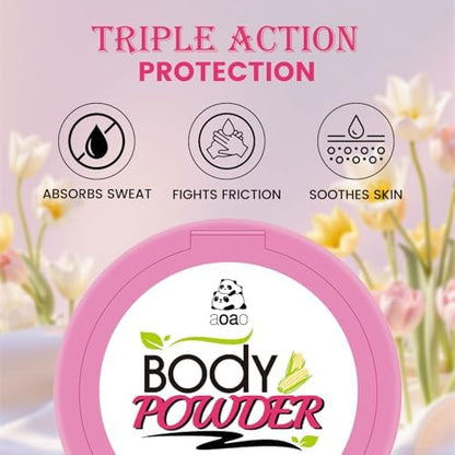 Side view of AOAO 5 ounce body powder packaging for moisture control