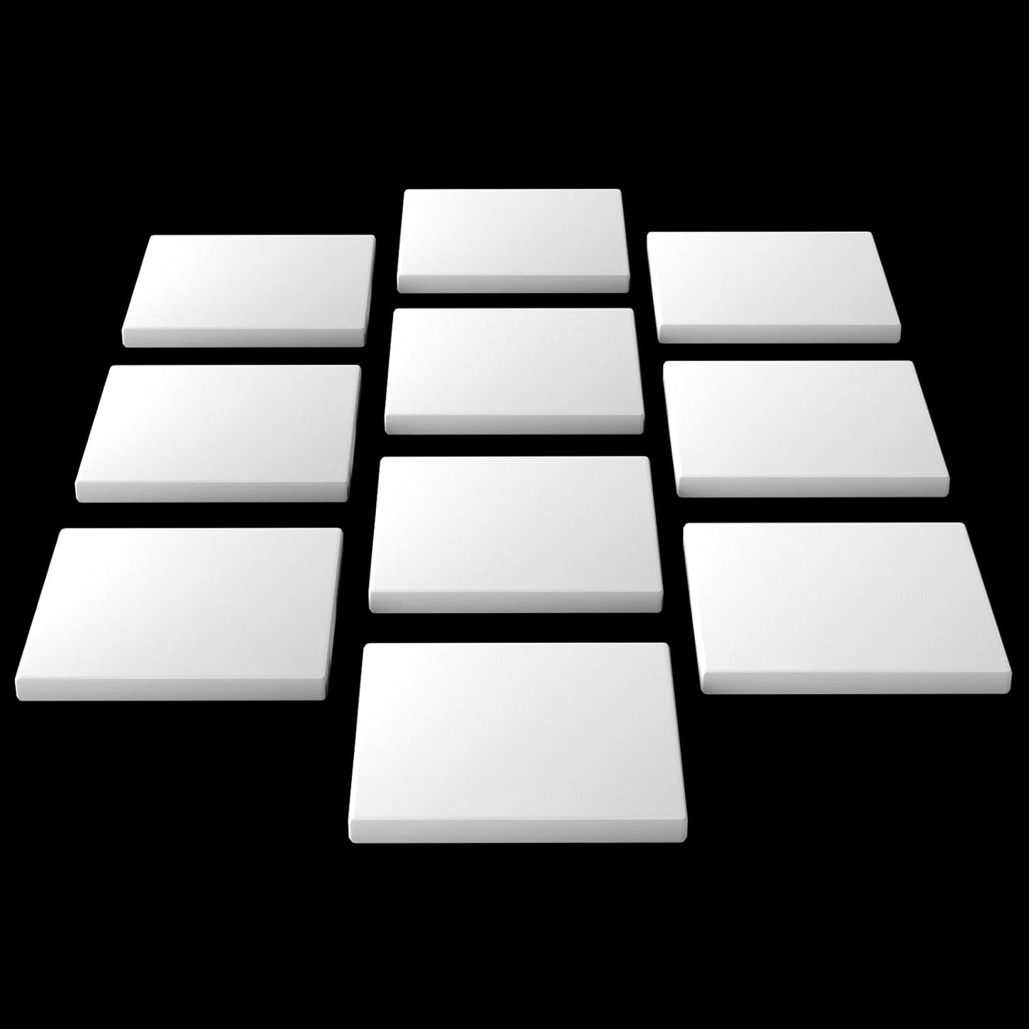 Aquarium Choice Ceramic Coral Frag Plugs 10 pack front view showcasing pure white square tiles for reef tanks.