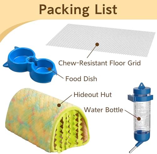 Small Animal Cage Indoor, Hamster Cage with Water Bottle & Food Bowl & Washable Small Nest, Guinea Pig Cage for Ferret, Chinchilla, Bunny, Kitten, Hedgehog, Squirrel, Rat, Rabbit - Image 5