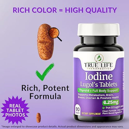 True Life Therapeutics 6.25mg iodine supplement nutrition label