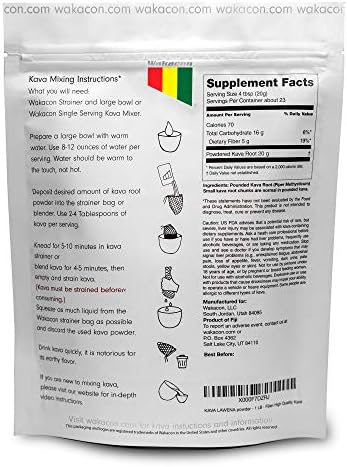 Wakacon Fijian kava root powder packaging for stress relief