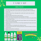 Clarifying shampoo and mint conditioner bottles for post-lice treatment hair care.