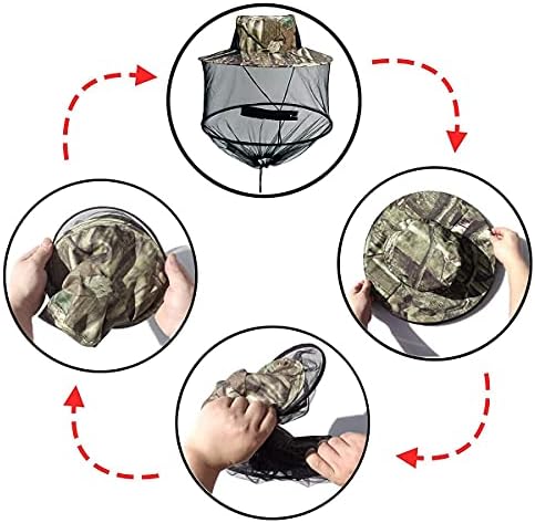 Adjustable drawstring feature on NC mosquito head net bucket hat