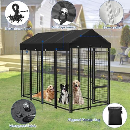 Reinforced grommets and adjustable windproof push cords attached securely to kennel bar